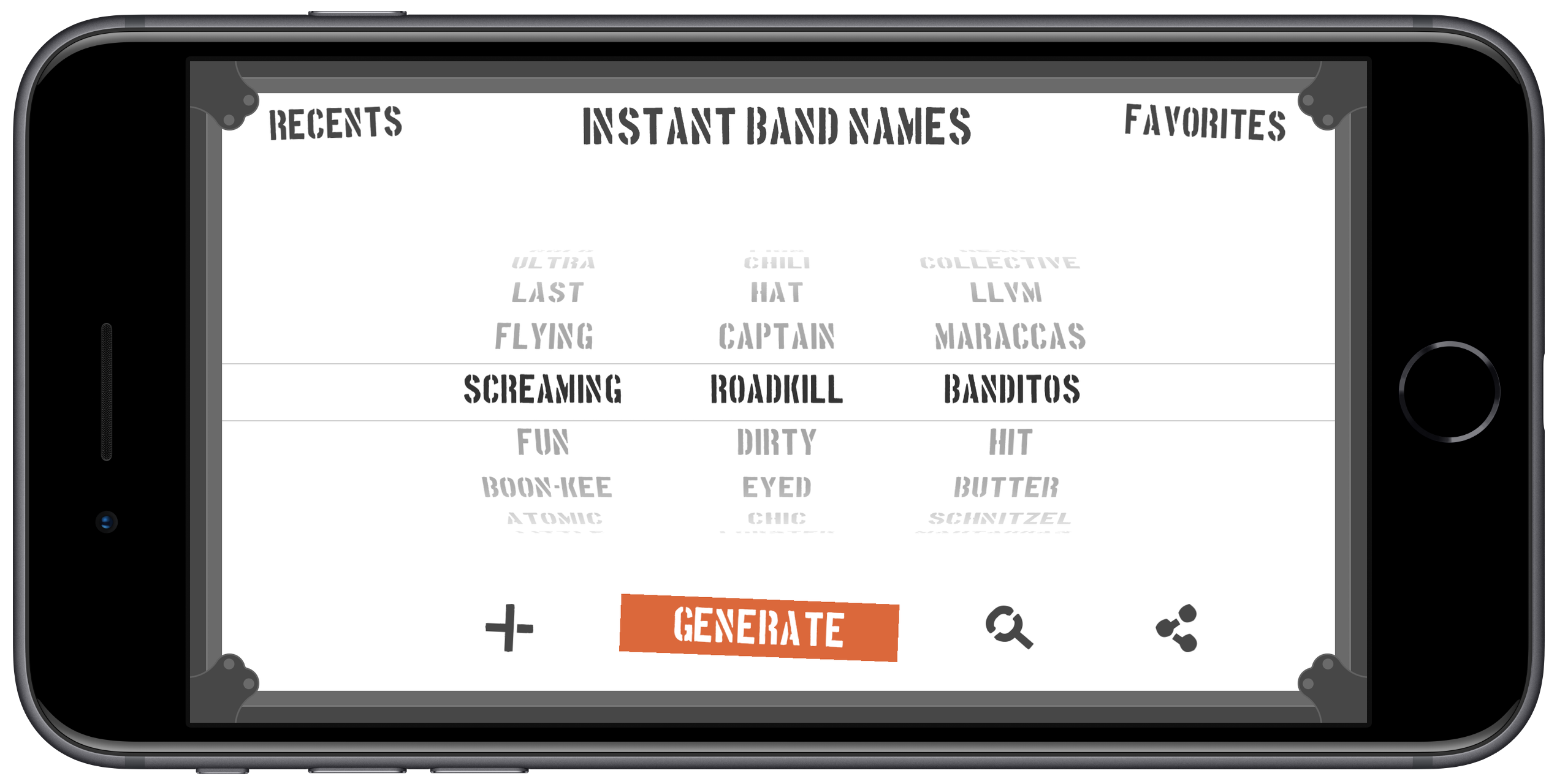 Instant Band Names on a iPhone